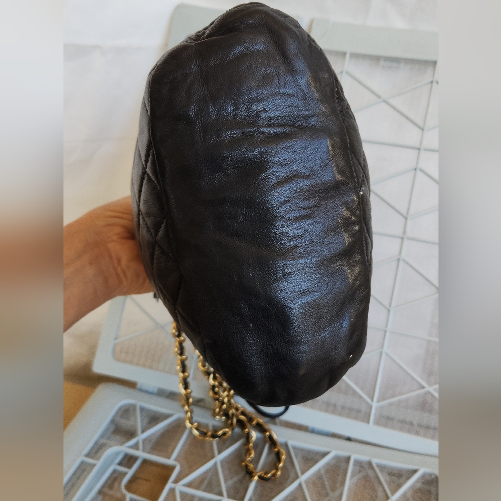Black Quilted Crossbody Bag with Gold Chain - Picture 3 of 10